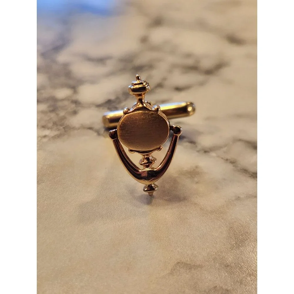 Vintage Hickok USA Gold Tone Articulated Door Knocker Cufflinks